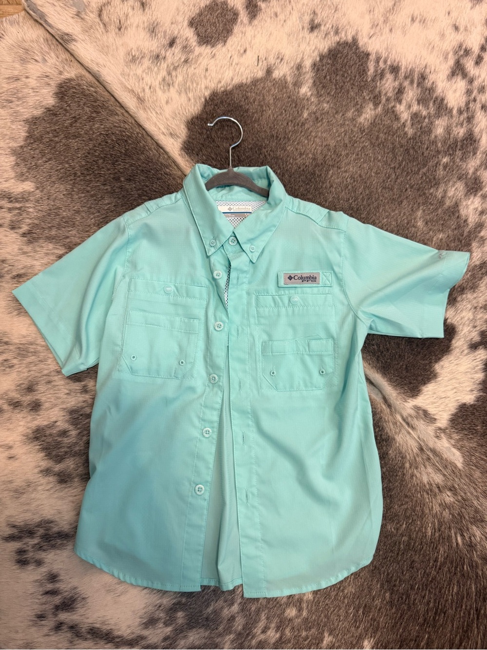 Columbia Mint Green Short Sleeve Outdoor Shirt